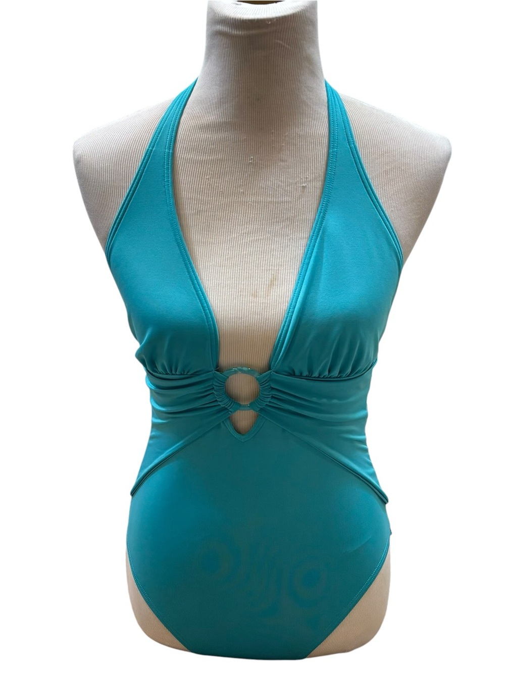 Carmen Marc Valvo Swimwear Brand Turquoise One Piece Low‎ Back Swim Suit Size 6